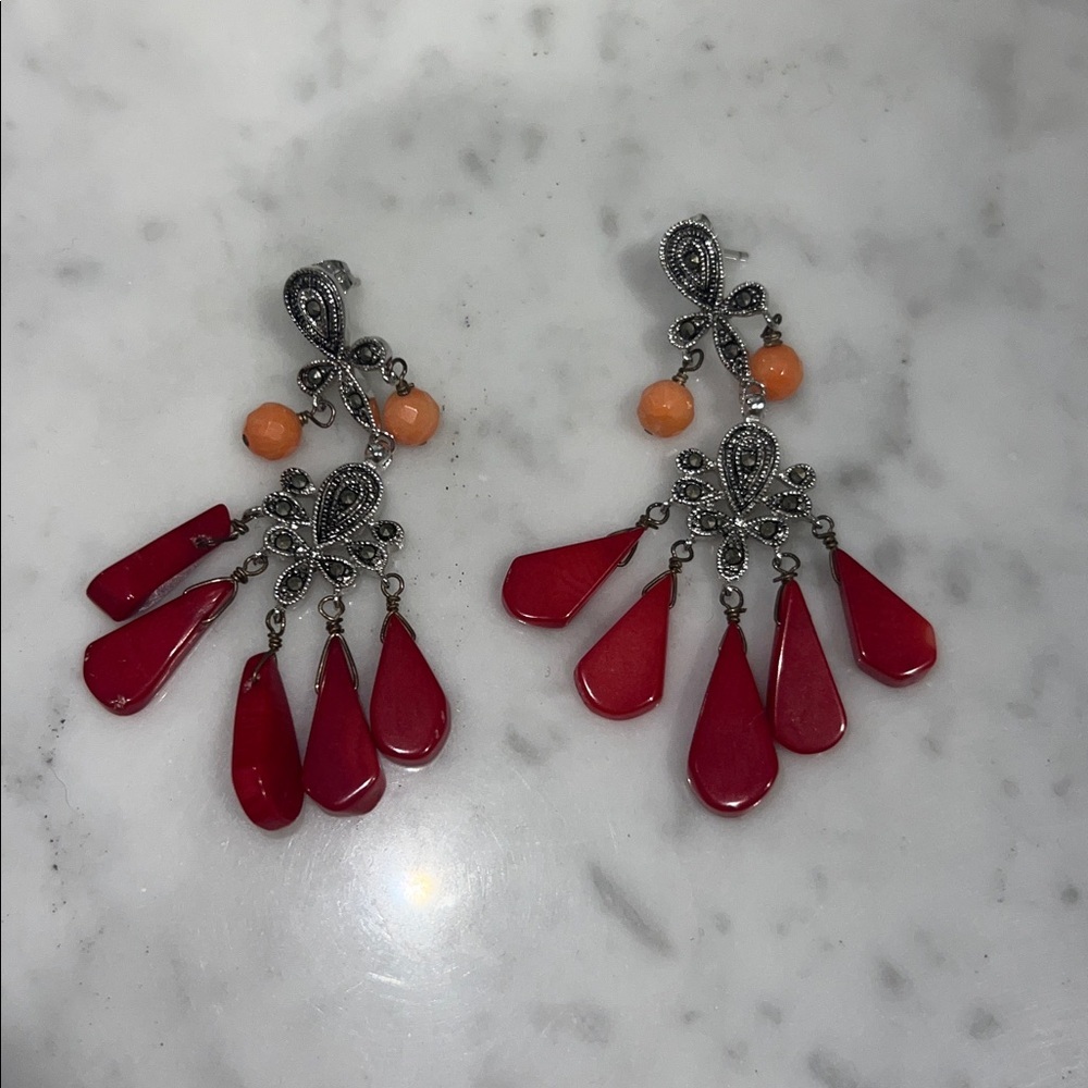 Red and Orange Dangle Earrings